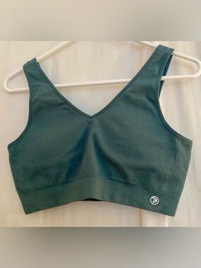 Savvi Seamless Ribbed Sports Bra - Teal Green Size XL